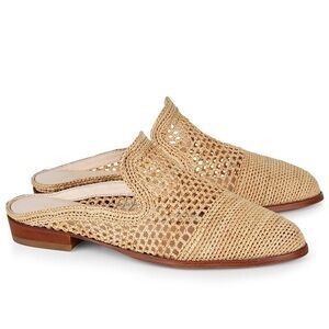 Robert Clergerie Paris Antes raffia mules in natural beige